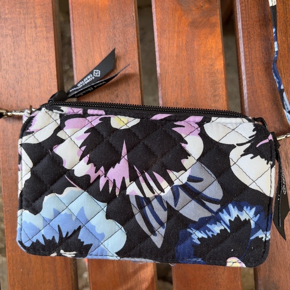 Vera Bradley RFID All in One Crossbody Bag Plum Pansies - Picture 2 of 13